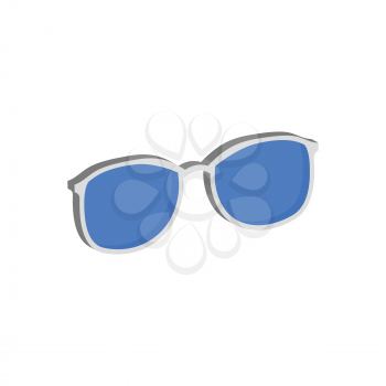 Blue Glasses, Eyeglasses symbol. Flat Isometric Icon or Logo. 3D Style Pictogram for Web Design, UI, Mobile App, Infographic. Vector Illustration on white background.