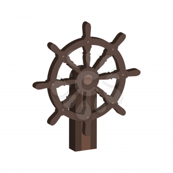 Ship Steering Wheel symbol. Flat Isometric Icon or Logo. 3D Style Pictogram for Web Design, UI, Mobile App, Infographic. Vector Illustration on white background.