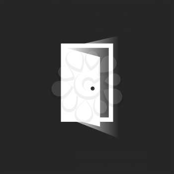 Open door icon in trendy flat style. Symbol for website design, logo, app, UI. Isolated on black background.