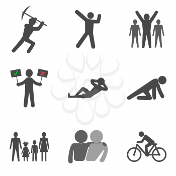 Set of people stick man icons trendy flat style isolated on white background. Vector illustration elements for your web site design, logo, app, UI