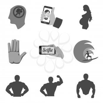 Set of people icons and symbols in trendy flat style isolated on white background. Vector illustration elements for your web site design, logo, app, UI.