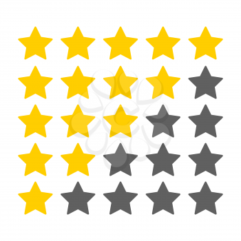 Five yellow stars customer rating. Icon for web applications and websites. On white background