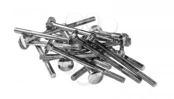 A handful of fixing bolts isolated on a white background