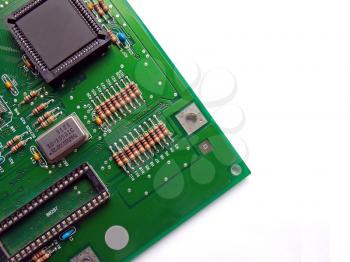 Circuit board electronic device on a white background