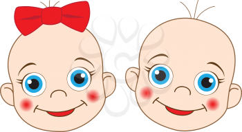 Illustration of two cherubic babies on a white background