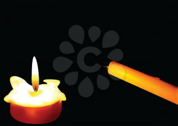 Illustration of two candles on a dark background