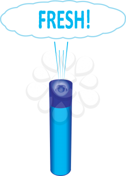 Illustration of air freshener with a gas stream on a white background