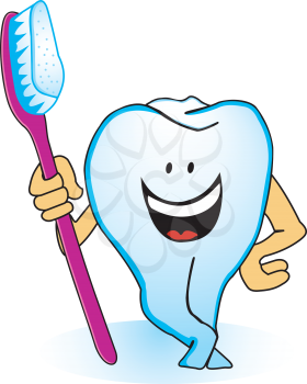 Illustration of smiling tooth with a toothbrush