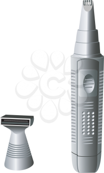 Illustration of the electric razor with a replaceable nozzle