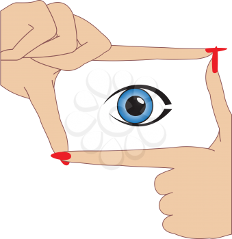 illustration of folded hands and eyes on white background