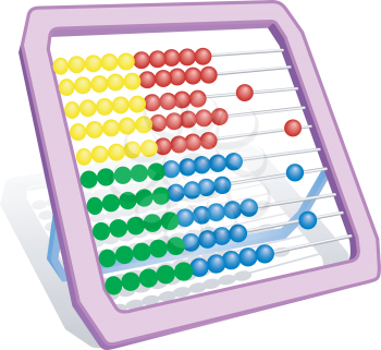 Illustration of multi-coloured children's abacus with a shade