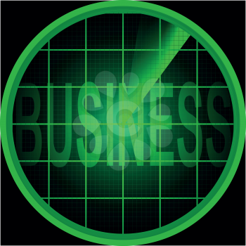 Illustration of radar screen with the word Business