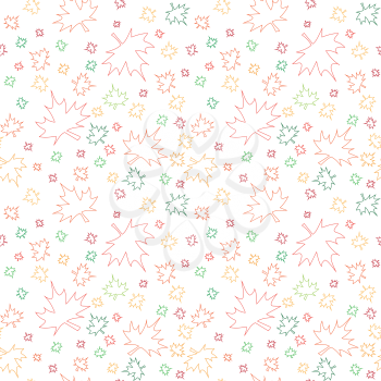 Illustration of seamless pattern with outlines of autumn leaves