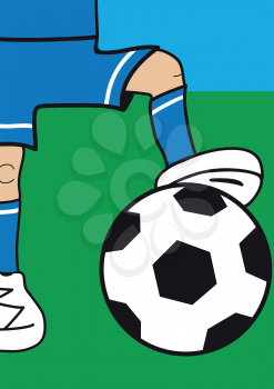 Illustration of part a cartoon football player with the ball