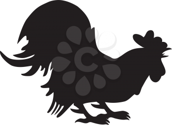 Illustration silhouette of screaming cock on a white background
