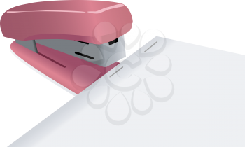 Illustration of a stapler and the paper fastened by a stapler
