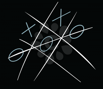 Illustration by winning the game Tic-Tac-Toe on a black background