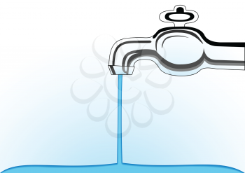 Illustration of the faucet with running water