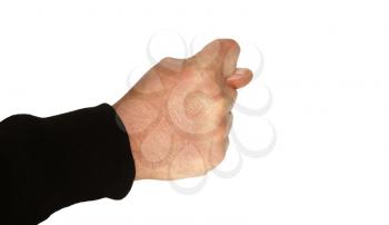 Male hand with a figure of three fingers isolated on a white background