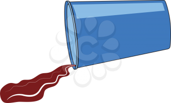 Illustration of a overturned cup with drink