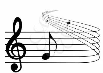 Illustration of musical notation in the form of a winding line in the long term