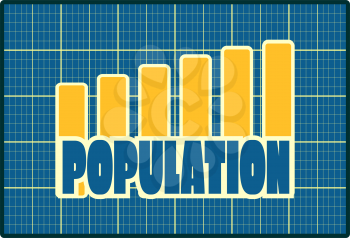 Population word on growth diagram. Blueprint backdrop