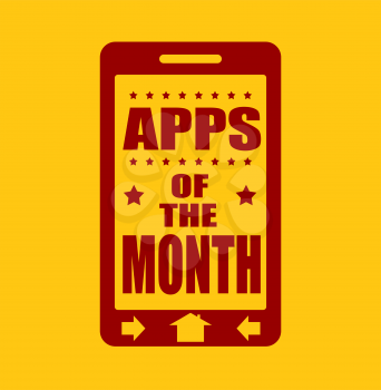 Apps of the month text on phone screen.  Abstract touchscreen with lettering.