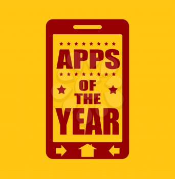 Apps of the year text on phone screen.  Abstract touchscreen with lettering.
