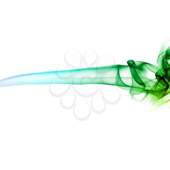 Green smoke. Abstract bright colored smoke on a white background.