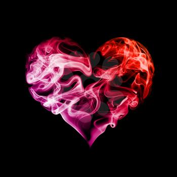 Abstract red heart from smoke on dark background