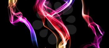 Set of colored smoke on a dark background
