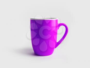 Blank purple tea cup or coffee mug. Responsive design mockup.