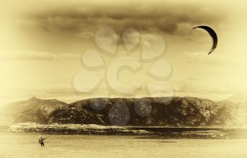 Kite flyer in sea sepia background hd