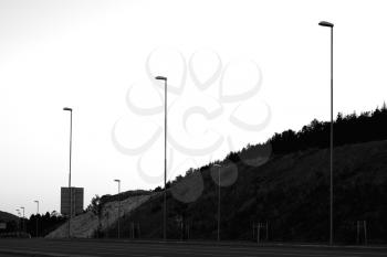 Black and white lampposts in Norway background hd