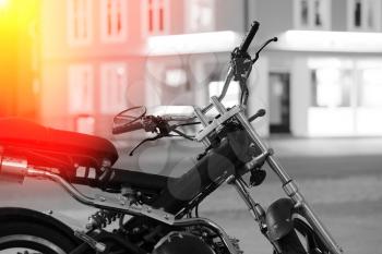 Moto bike in Tromso with light leak background hd