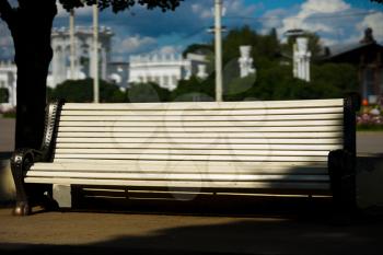 Horizontal bench in city park background hd