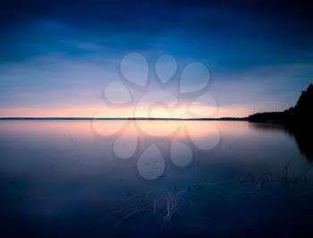 Sunset at nothern lake