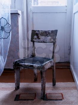 Vertical vintage Ussr old antique chair object background backdrop