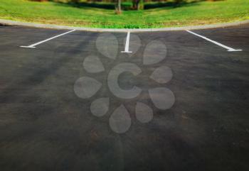 Curved empty car parking stop background