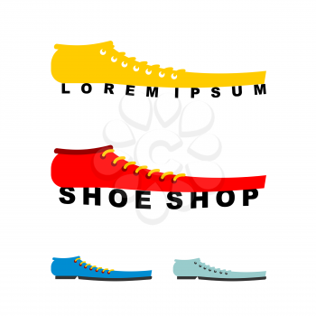 Logo shoes. Long boots. Emblem for shoe store or shoe production.

