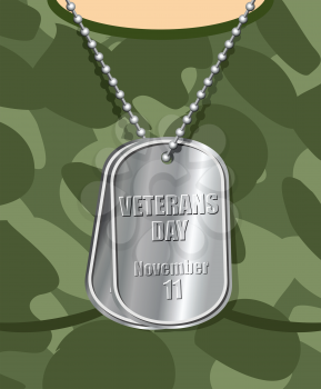 Day veteran. Army badge on his chest from soldier. Military t-shirt and army Medallion. November 11 is  national holiday. Patriotic artwork for American holiday.