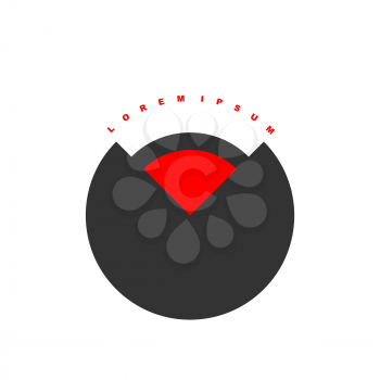 Circular logo with red segment. Stylized black  Tulip. Logo for business template.
