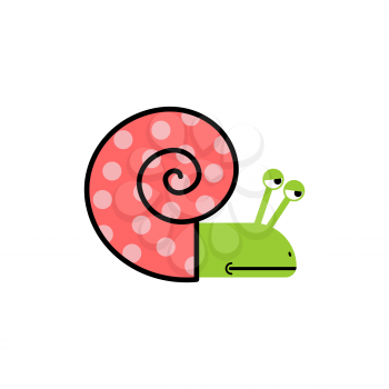 Sad Snail. Gastropods with spiral shell. Vector illustration cartoon
