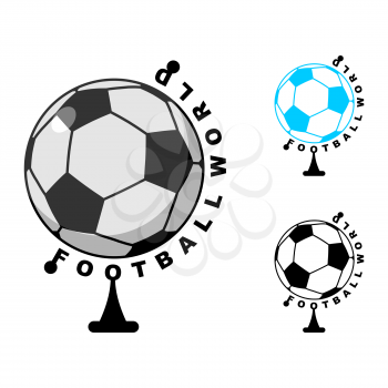 football World . Globe Soccer ball game. Sports accessory as earth sphere. Scope football game
