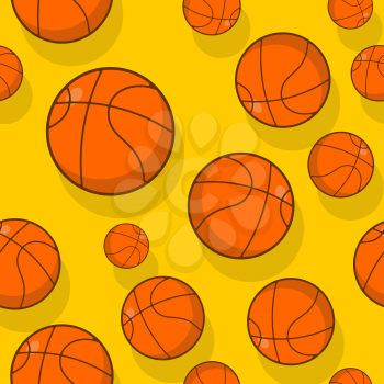 Basketball seamless pattern. Sports accessory ornament. Basketball background. Orange spherical. Texture for sports team game with ball
