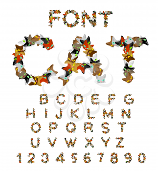 Cat font. catlike ABC. letters of cats. Pet alphabet. Pets typography