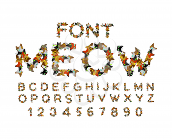 Meow font. Cat alphabet. catlike ABC. letters of  Pet. Pets typography