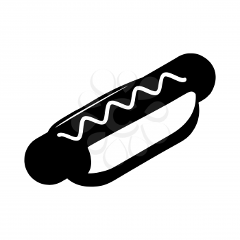 Hot dog silhouette. Fast food in flat style icon. Bun and sausage
