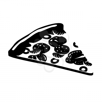 pizza silhouette. Piece of  Pizza sign flat style.

