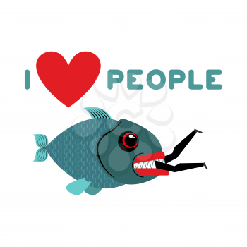 I love people. predator fish eats man. Wild sea Shark and male. I like to eat people. Heart and marine animals
